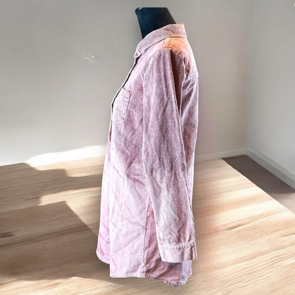Peach Love California Womens Mauve Cord Shacket Size S Small Sm Tie Dye Corduroy - Picture 4 of 7